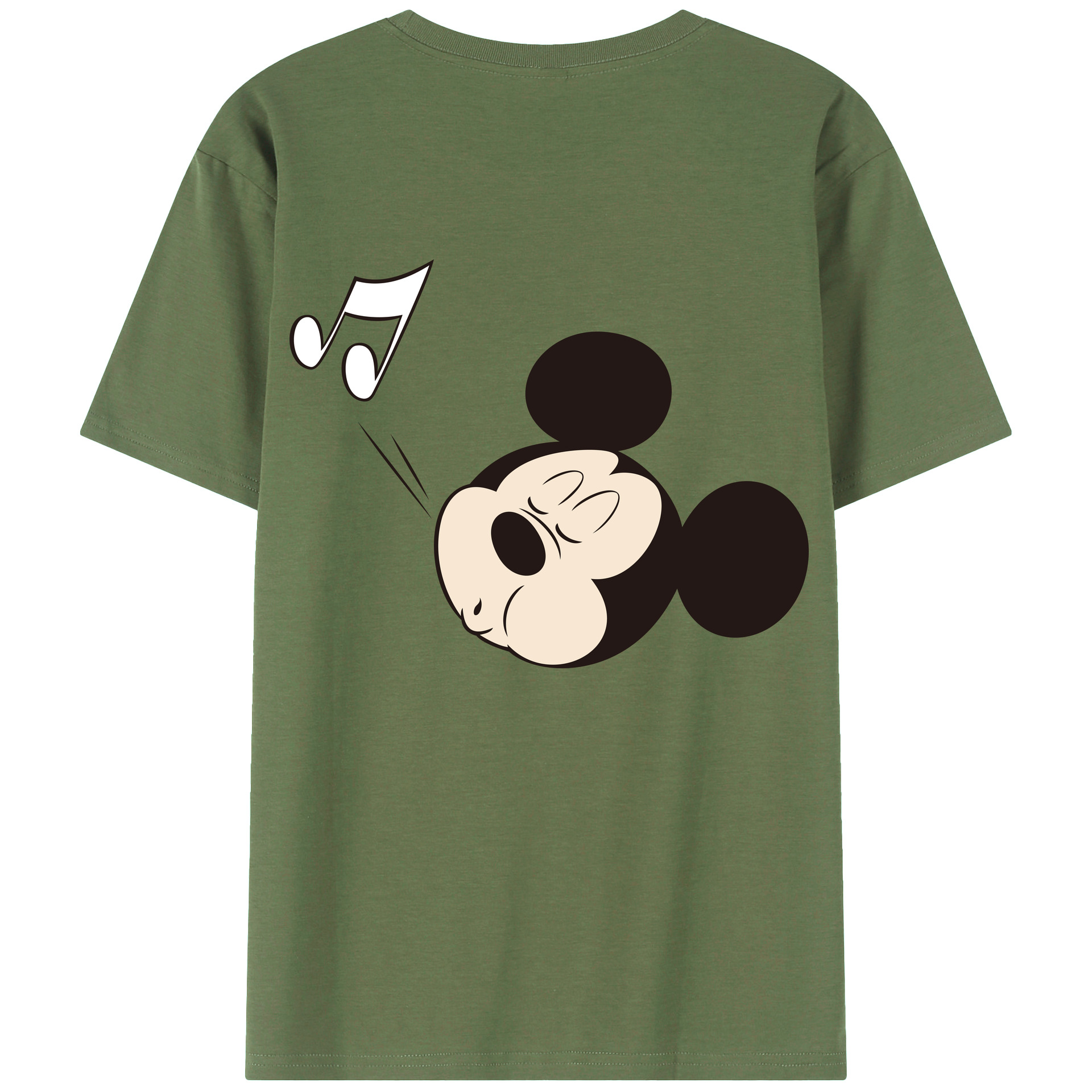 ミッキーマウス Mickey Mouse 綿100％ メンズ半袖Tシャツ（バックプリント） 通気性